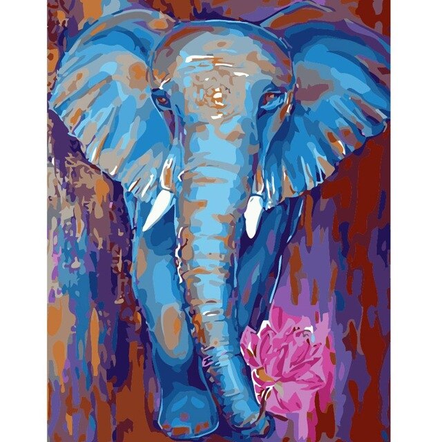 New Paint By Number Elephant Animal HandPainted DIY Gift Kit Drawing On Canvas Oil Painting Picture Wall Art Home Decoration